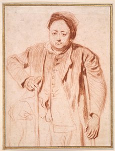 アントワーヌデラロックの肖像画（紙に赤いチョーク） 作： Jean Antoine Watteau